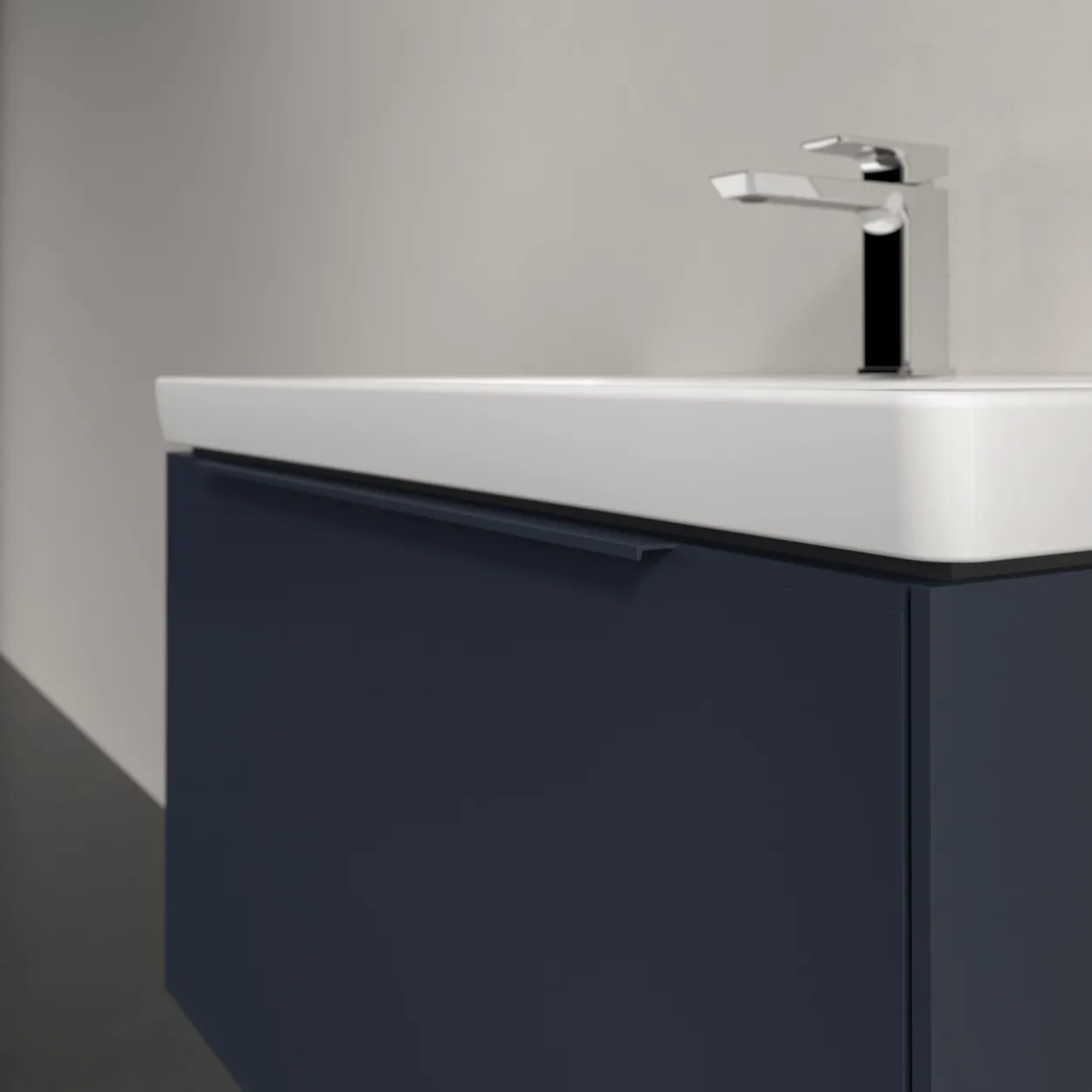 V&b subway 3.0 servantskap 77x42 marine blue håndtak i møbelets farge