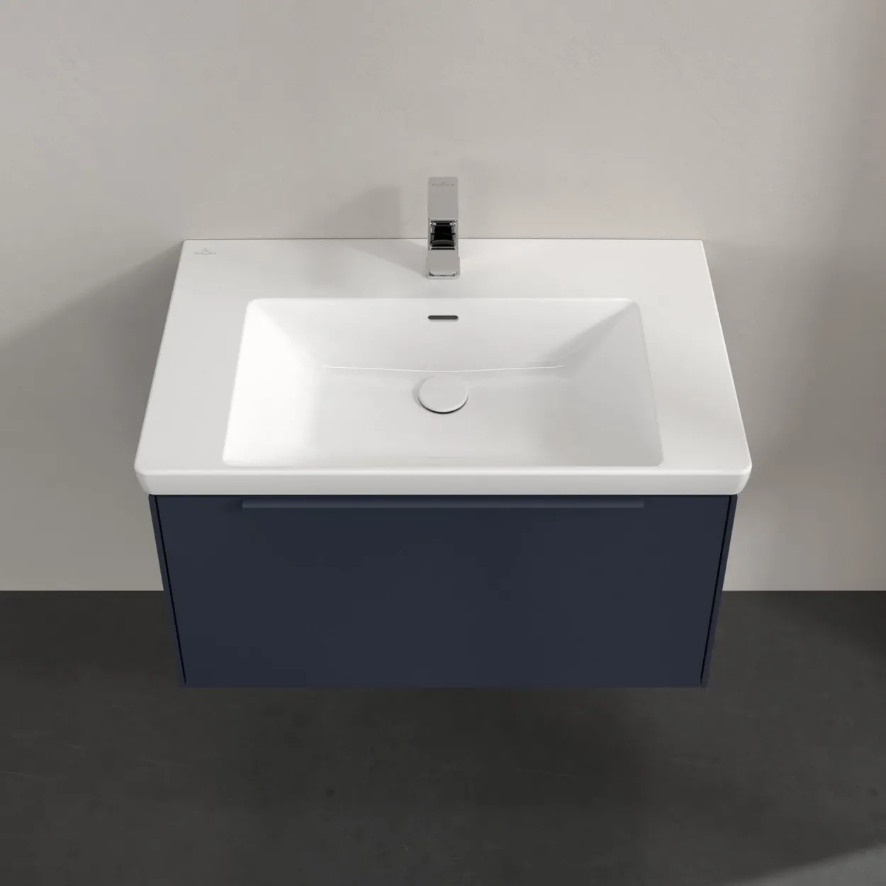 V&b subway 3.0 servantskap 77x42 marine blue håndtak i møbelets farge