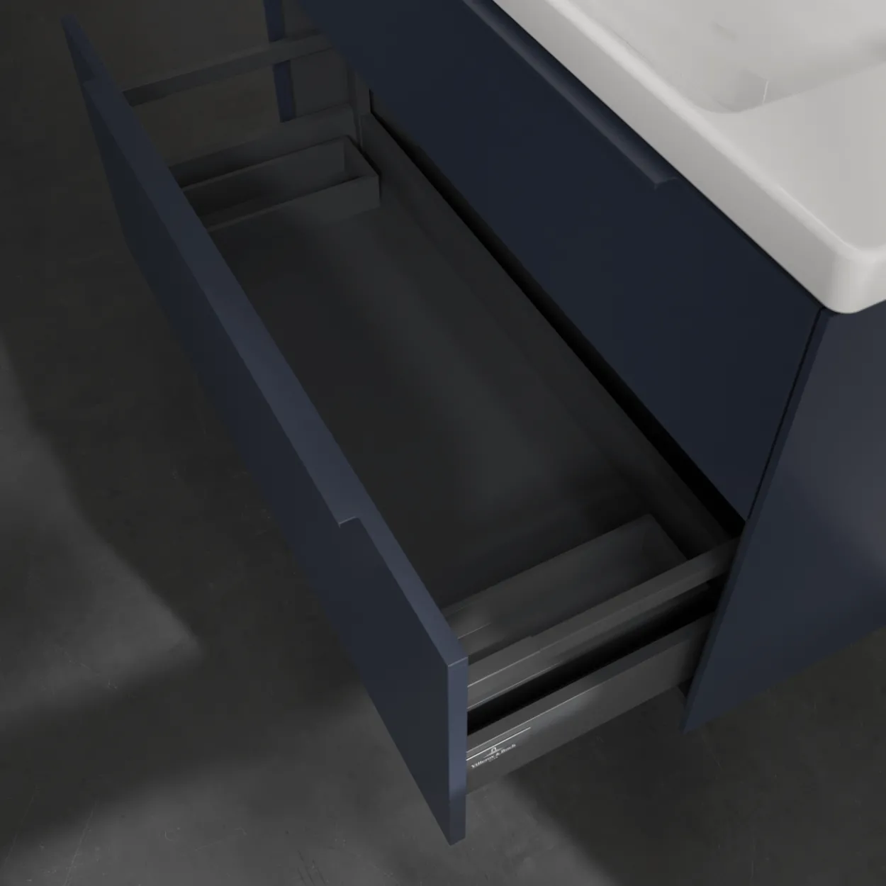 V&b subway 3.0 servantskap 97x57 marine blue håndtak i møbelets farge