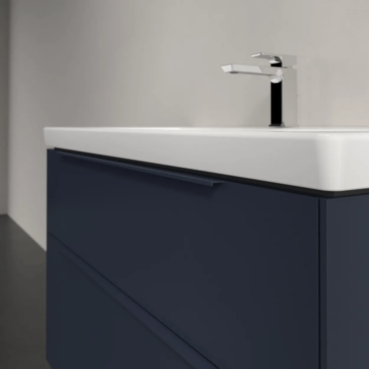 V&b subway 3.0 servantskap 97x57 marine blue håndtak i møbelets farge
