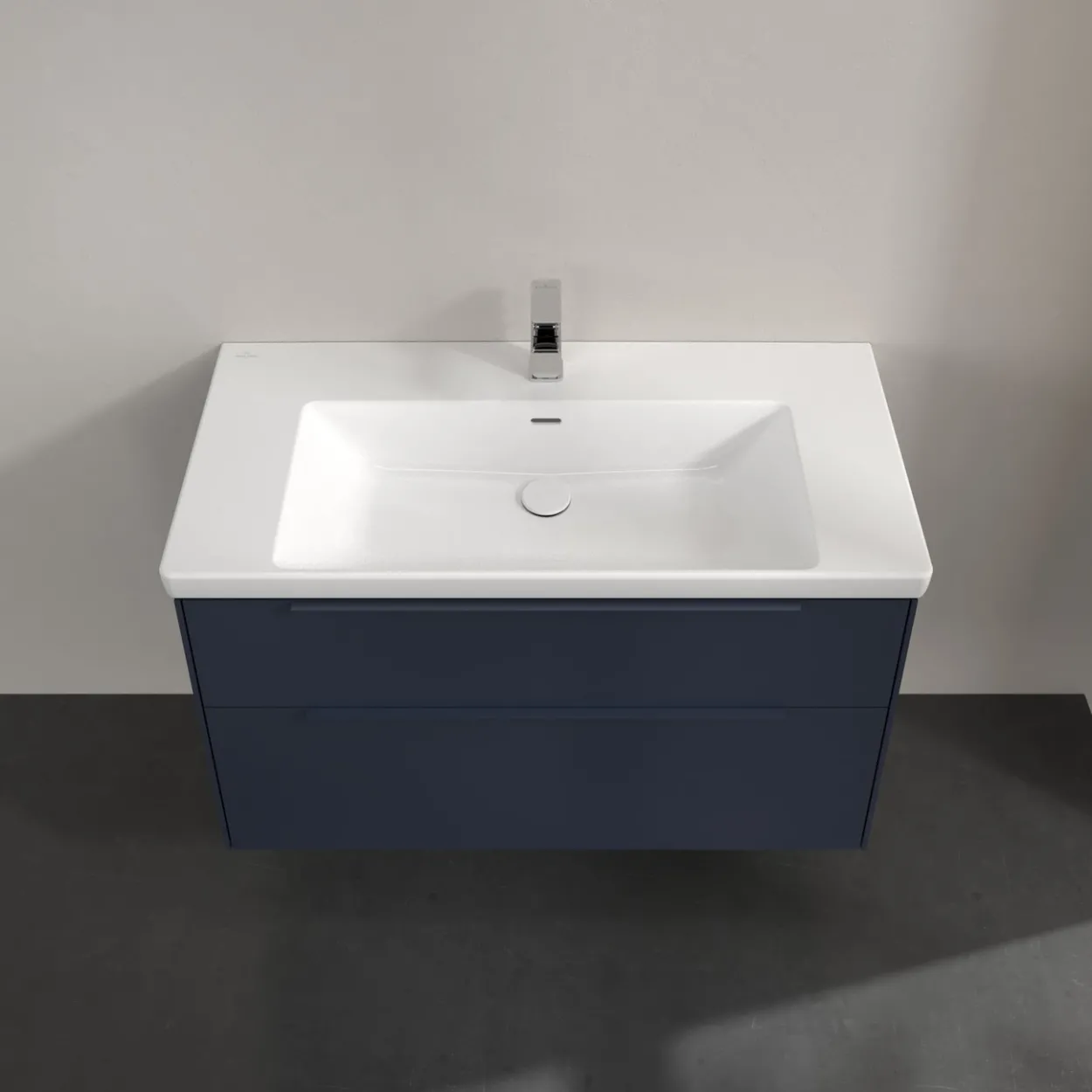 V&b subway 3.0 servantskap 97x57 marine blue håndtak i møbelets farge