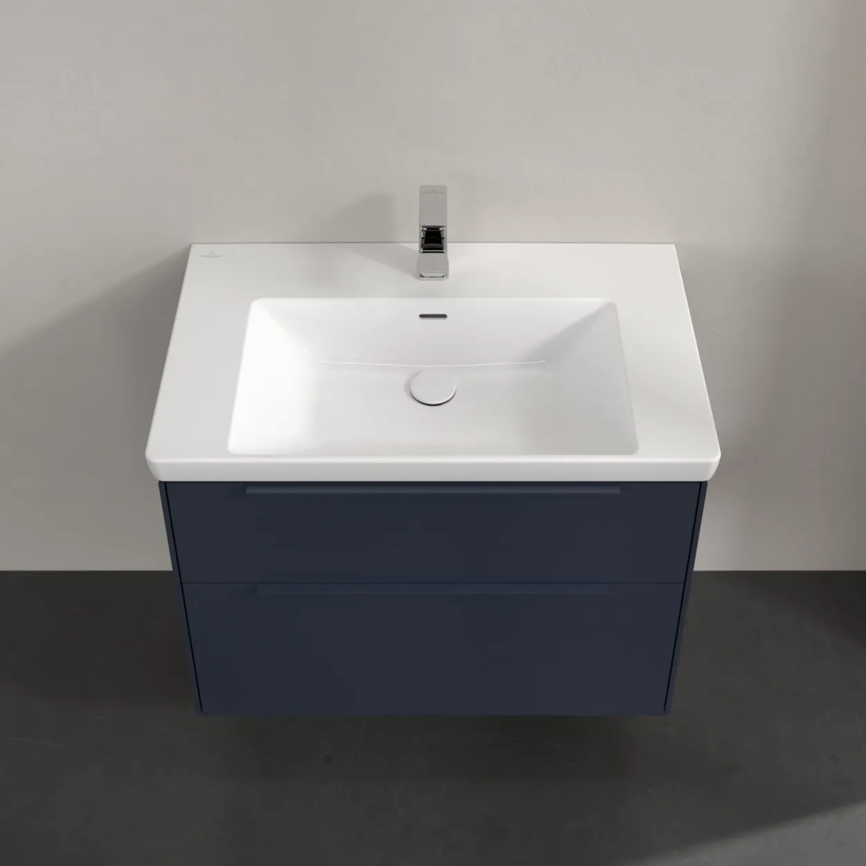 V&b subway 3.0 servantskap 77x57 marine blue håndtak i møbelets farge