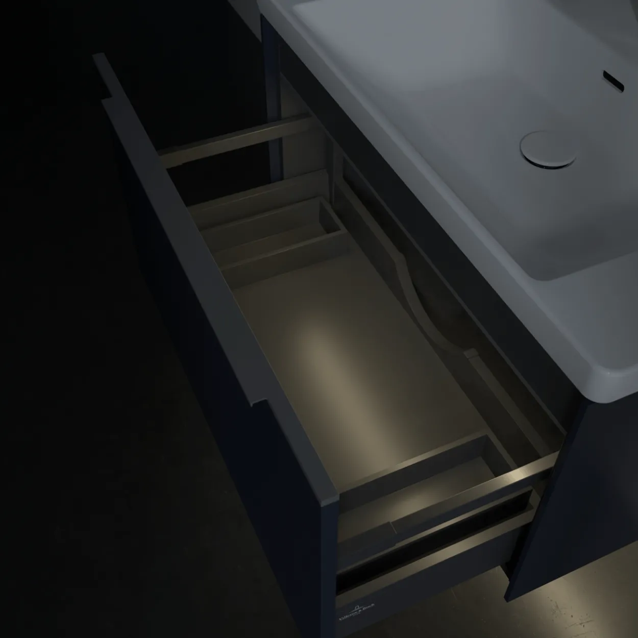 V&b subway 3.0 servantskap 77x42 marine blue m/lys håndtak i krom