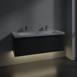 V&b subway 3.0 servantskap 127x42 marine blue m/lys håndtak i møbelets farge