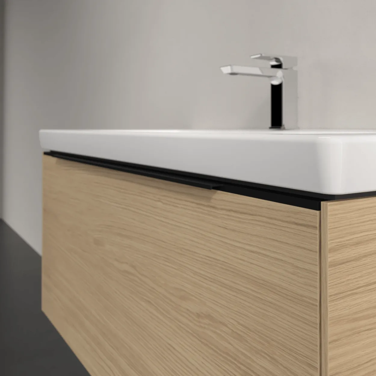 V&b subway 3.0 servantskap 97x42 nordic oak håndtak i volcano black