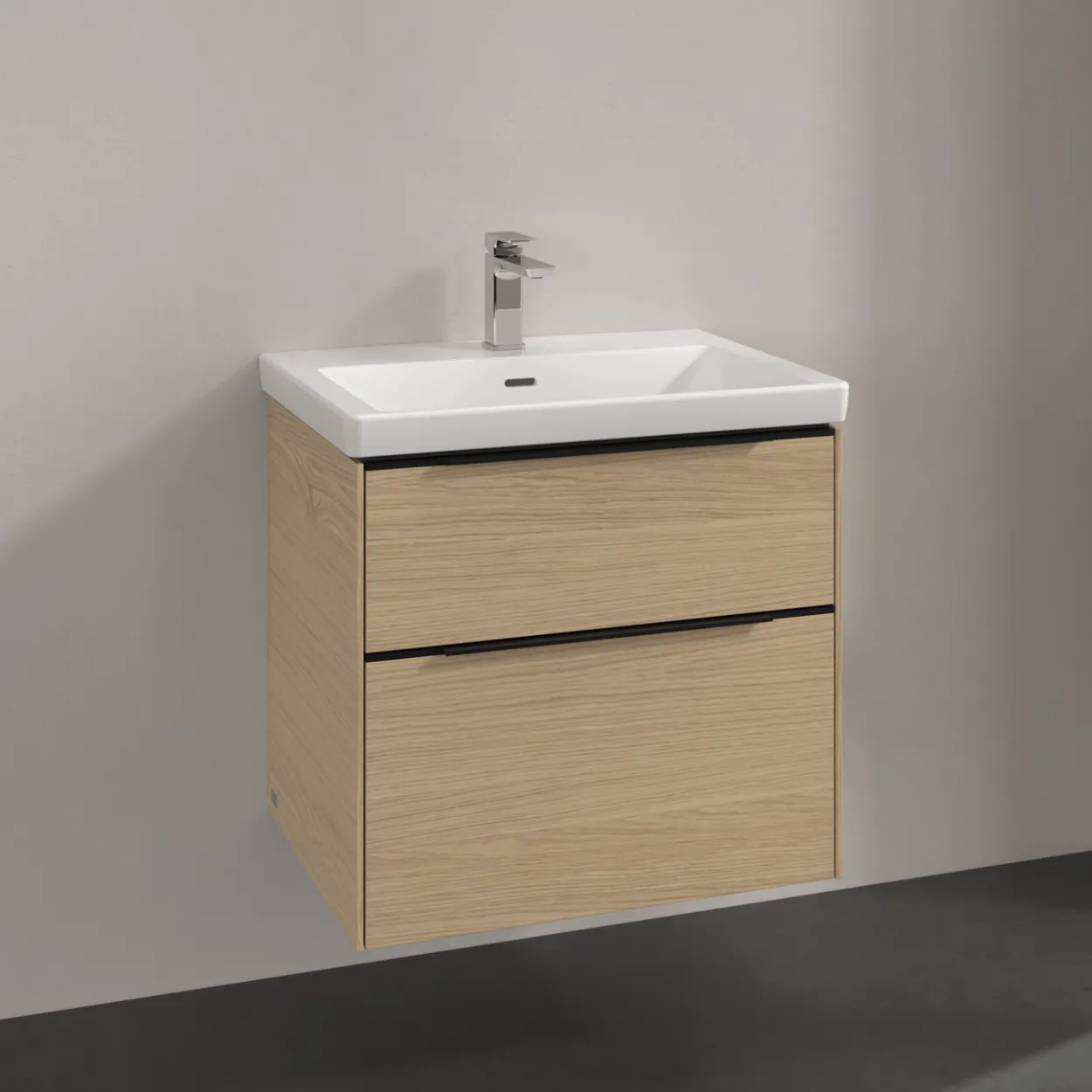 V&b subway 3.0 servantskap 62x57 nordic oak håndtak i volcano black
