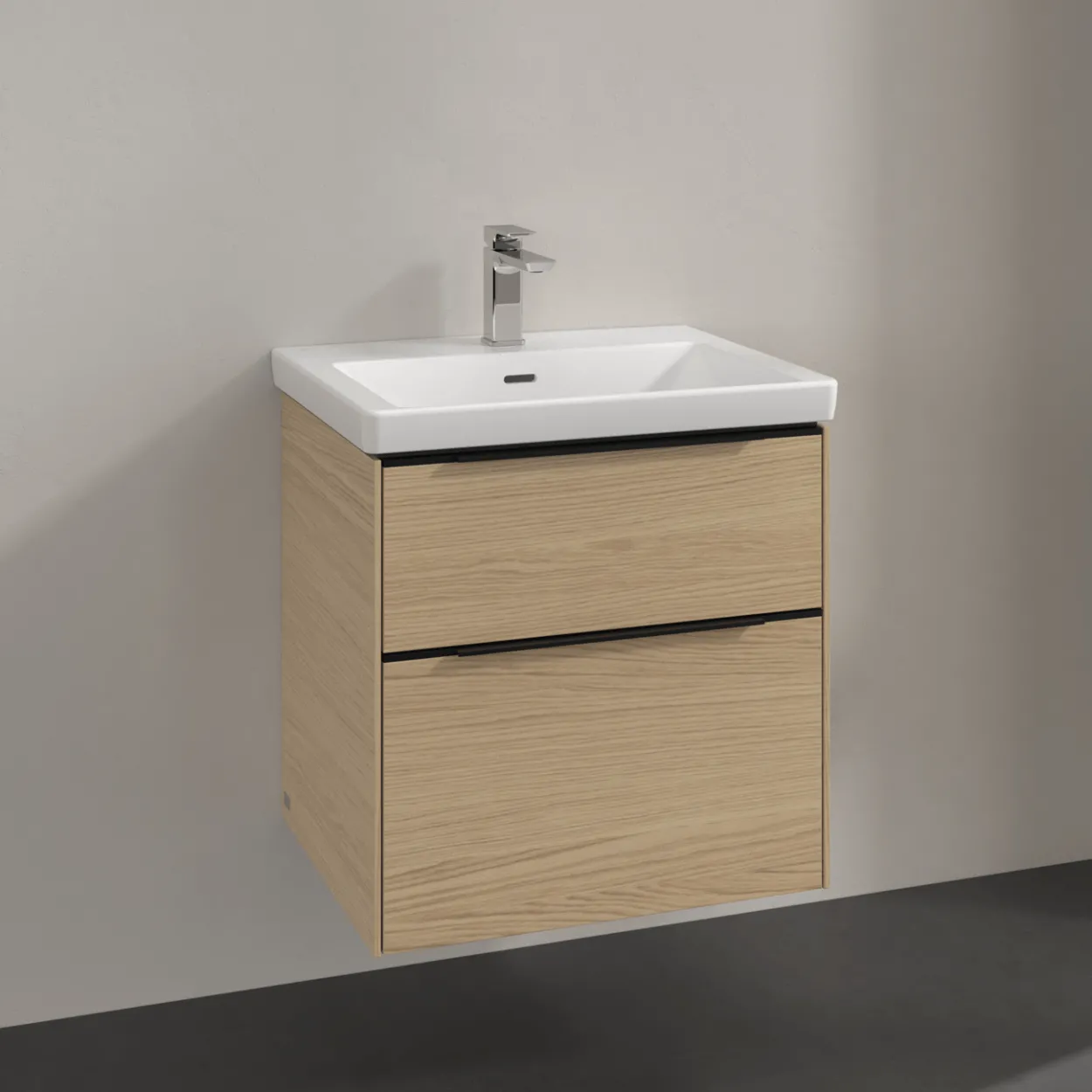 V&b subway 3.0 servantskap 57x47 nordic oak håndtak i volcano black