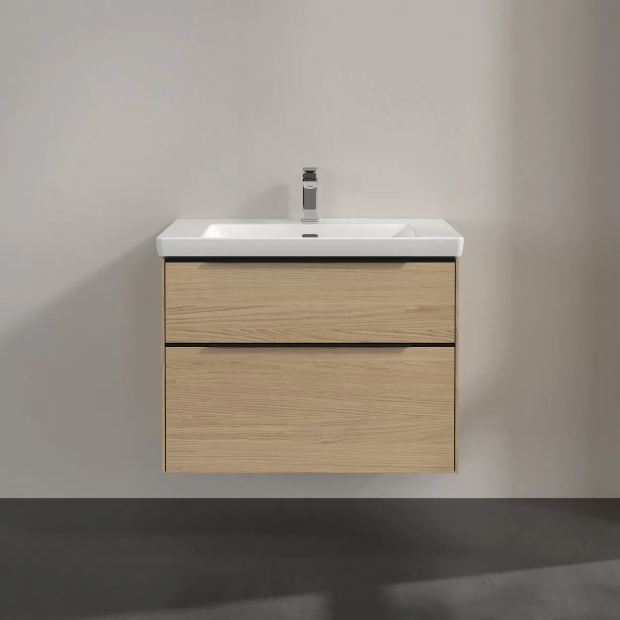 V&b subway 3.0 servantskap 77x57 nordic oak håndtak i volcano black