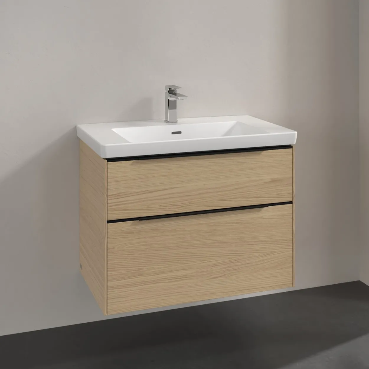 V&b subway 3.0 servantskap 77x57 nordic oak håndtak i volcano black