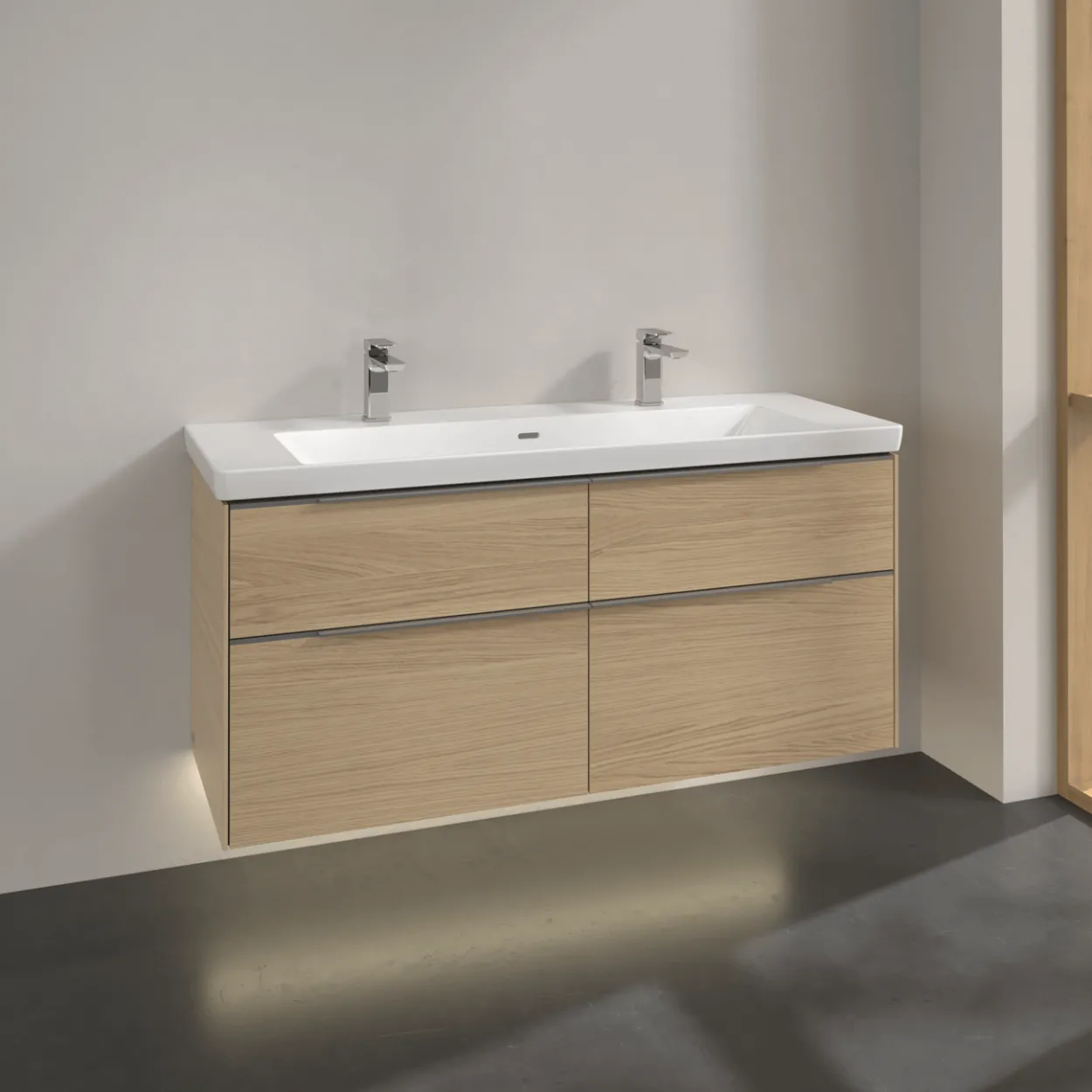 V&b subway 3.0 servantskap 127x57 nordic oak m/lys håndtak i krom
