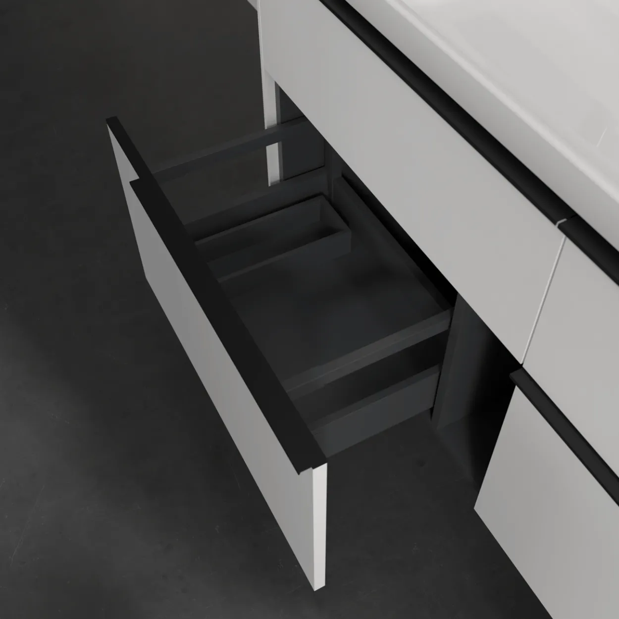 V&b subway 3.0 servantskap 127x57 pure white håndtak i volcano black