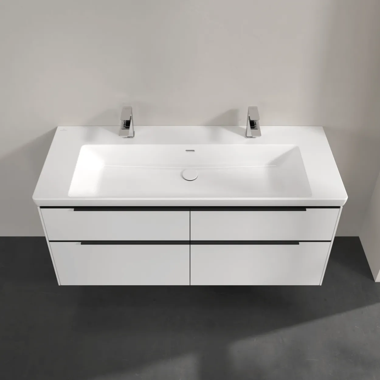 V&b subway 3.0 servantskap 127x57 pure white håndtak i volcano black