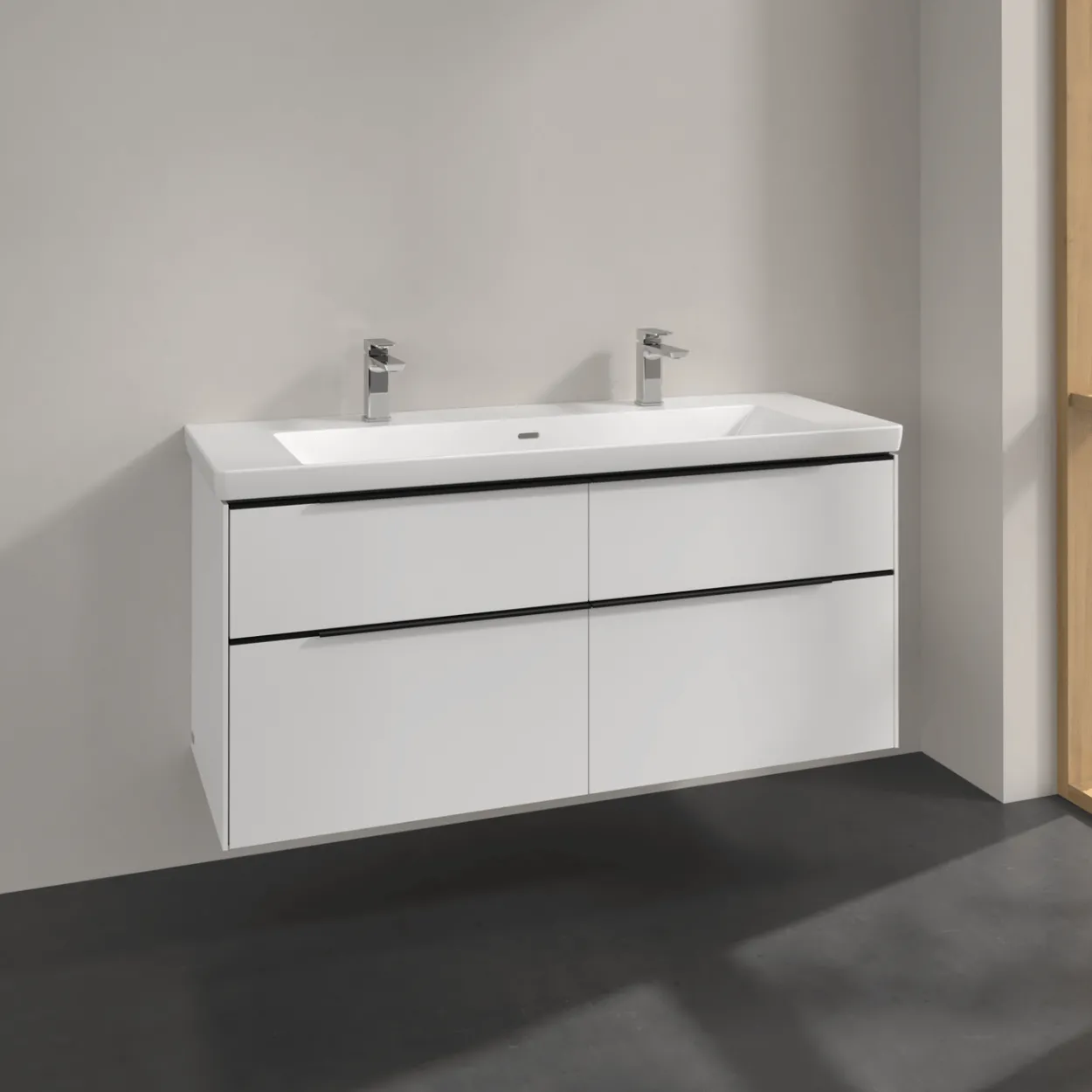 V&b subway 3.0 servantskap 127x57 pure white håndtak i volcano black