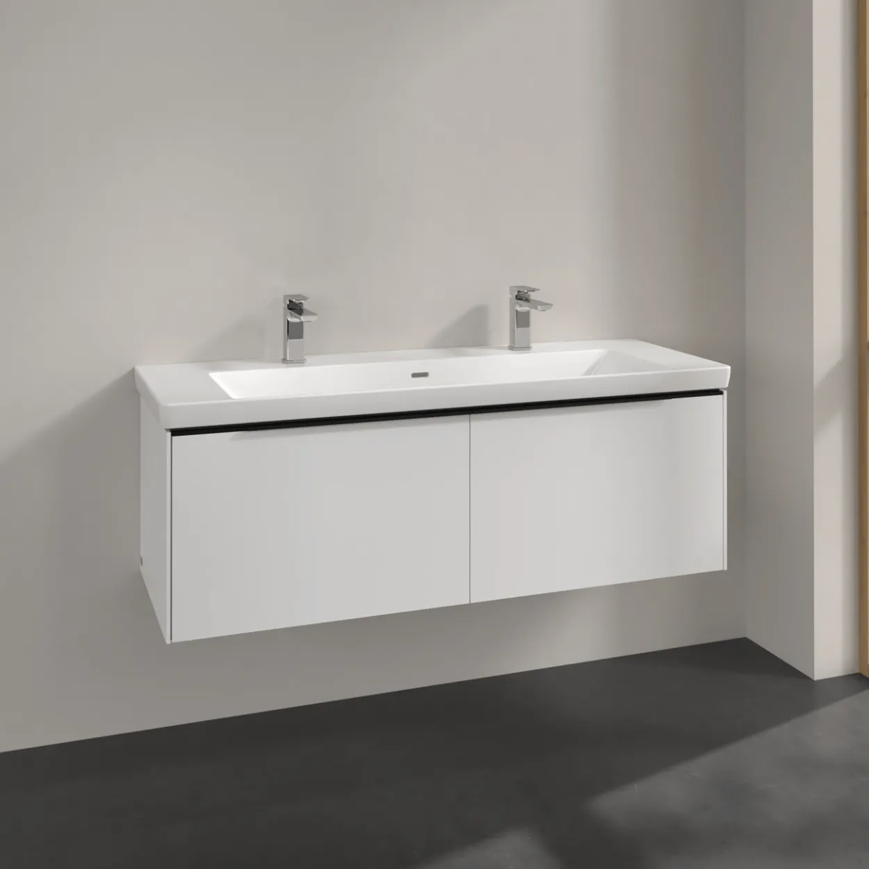 V&b subway 3.0 servantskap 127x42 pure white håndtak i volcano black