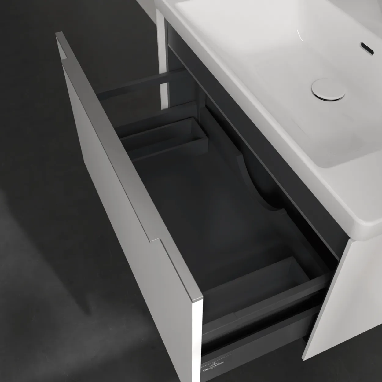V&b subway 3.0 servantskap 77x42 pure white m/lys håndtak i krom