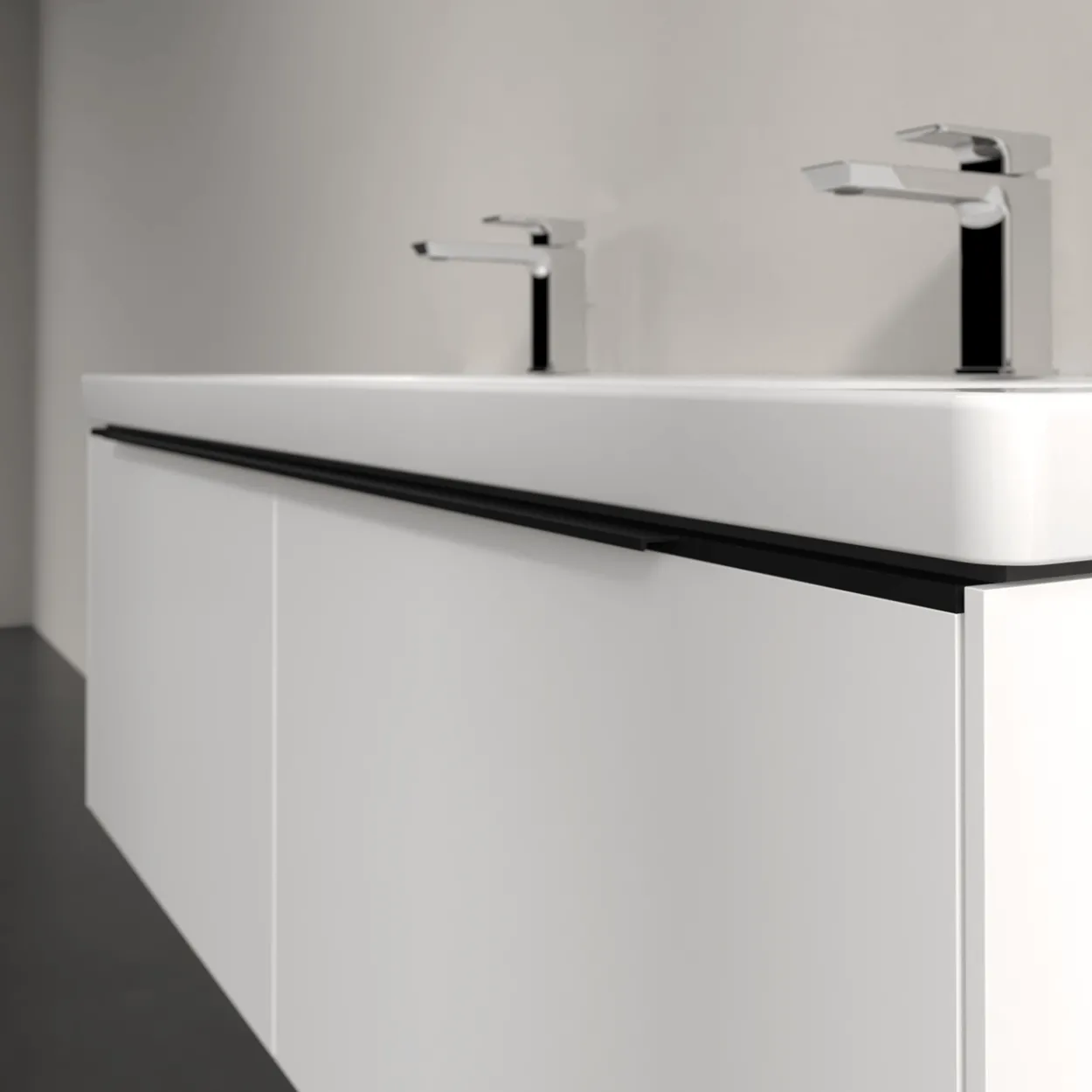 V&b subway 3.0 servantskap 127x42 pure white m/lys håndtak i volcano black