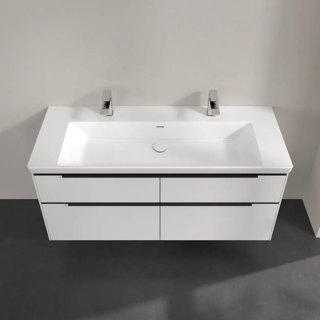 V&b subway 3.0 servantskap 127x57 pure white m/lys håndtak i volcano black
