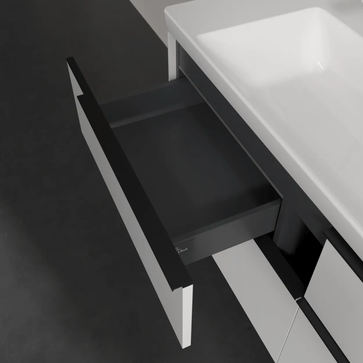 V&b subway 3.0 servantskap 127x57 pure white m/lys håndtak i volcano black