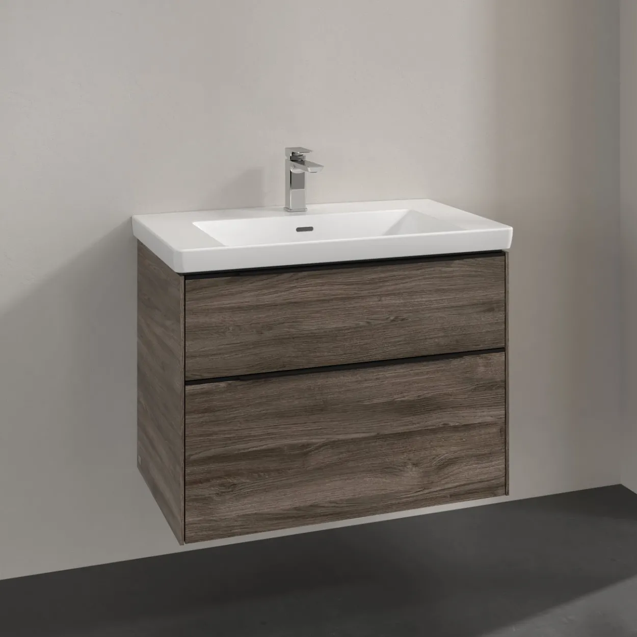 V&b subway 3.0 servantskap 77x57 stone oak håndtak i volcano black