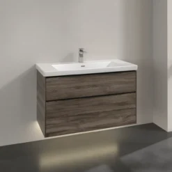 V&b subway 3.0 servantskap 97x57 stone oak m/lys håndtak i volcano black