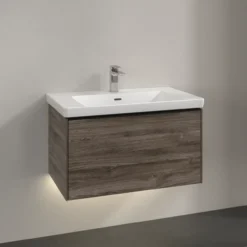 V&b subway 3.0 servantskap 77x42 stone oak m/lys håndtak i volcano black