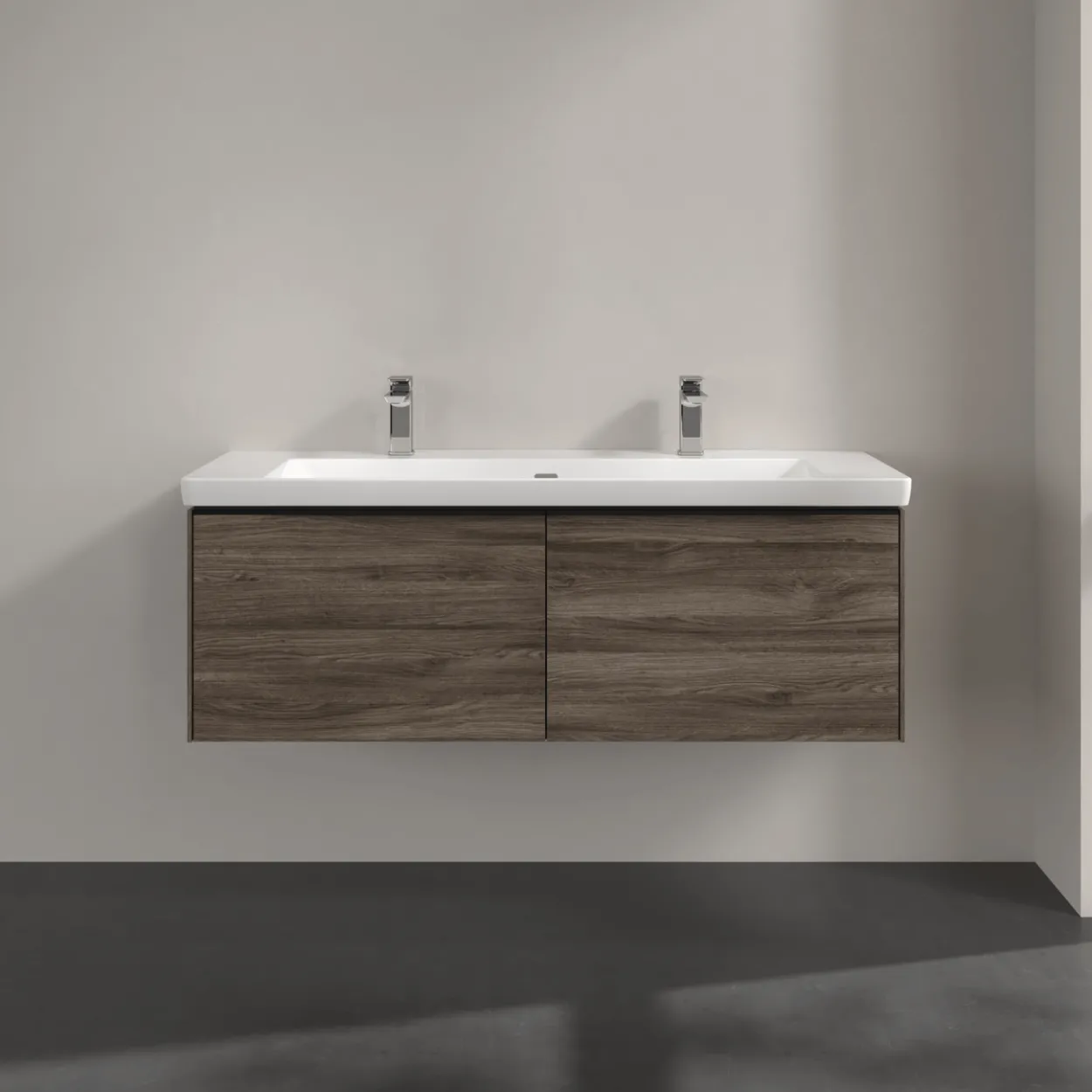 V&b subway 3.0 servantskap 127x42 stone oak m/lys håndtak i volcano black
