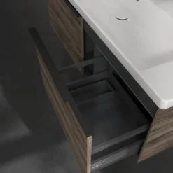 V&b subway 3.0 servantskap 127x42 stone oak m/lys håndtak i volcano black