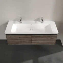 V&b subway 3.0 servantskap 127x42 stone oak m/lys håndtak i volcano black