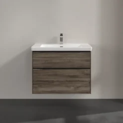 V&b subway 3.0 servantskap 77x57 stone oak m/lys håndtak i volcano black