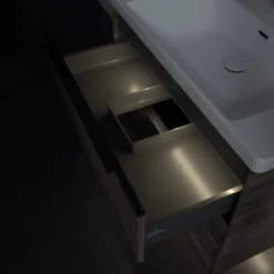 V&b subway 3.0 servantskap 77x57 stone oak m/lys håndtak i volcano black