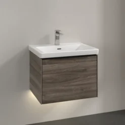 V&b subway 3.0 servantskap 57x42 stone oak m/lys håndtak i volcano black