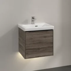 V&b subway 3.0 servantskap 47x42 stone oak m/lys håndtak i volcano black