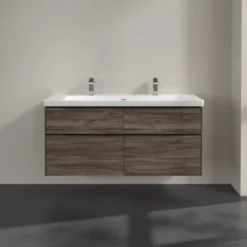 V&b subway 3.0 servantskap 127x57 stone oak m/lys håndtak i volcano black