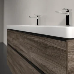 V&b subway 3.0 servantskap 127x57 stone oak m/lys håndtak i volcano black
