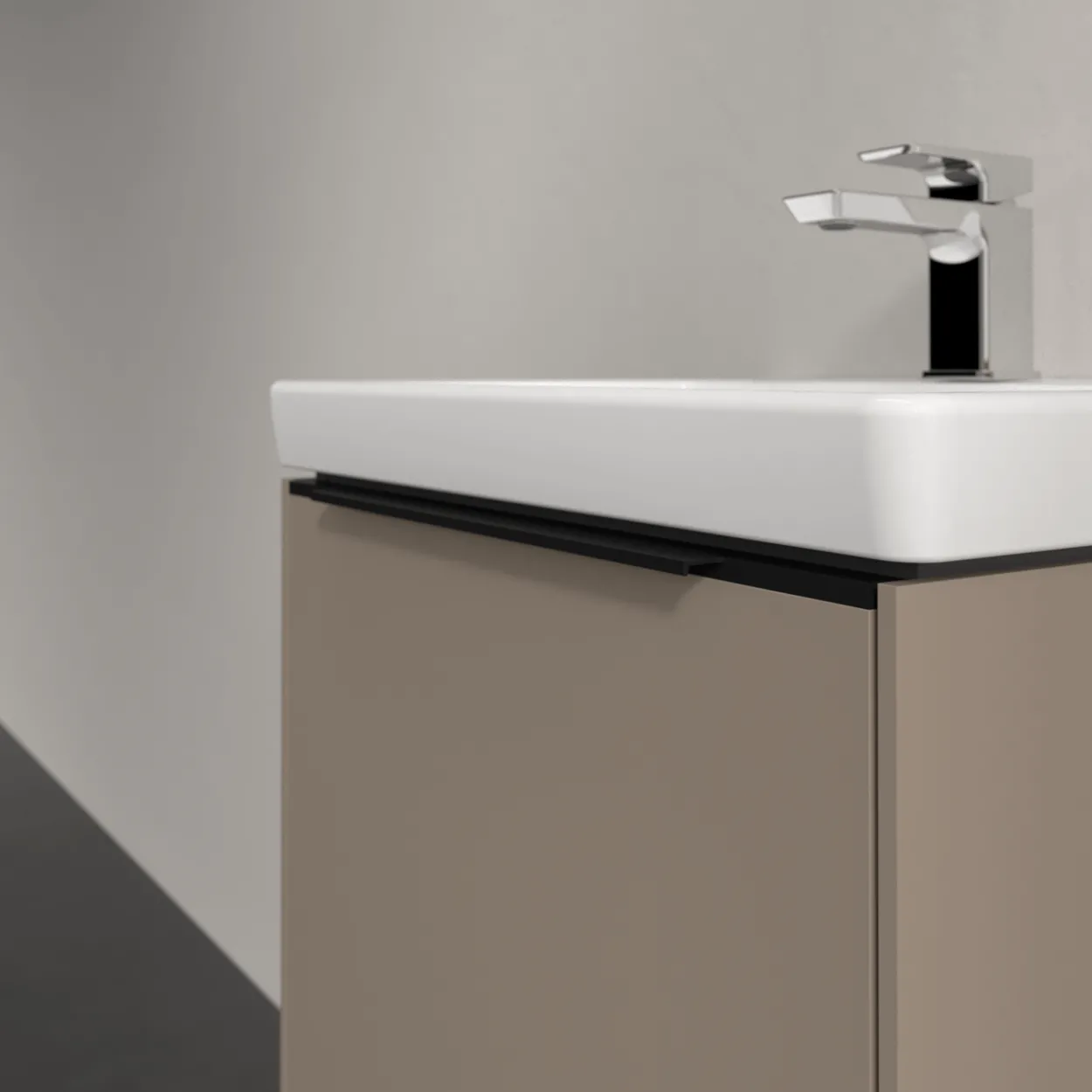 V&b subway 3.0 servantskap 47x42 taupe håndtak i volcano black
