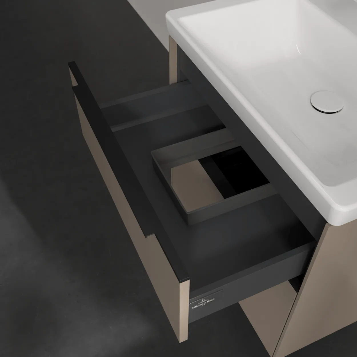 V&b subway 3.0 servantskap 62x57 taupe håndtak i volcano black