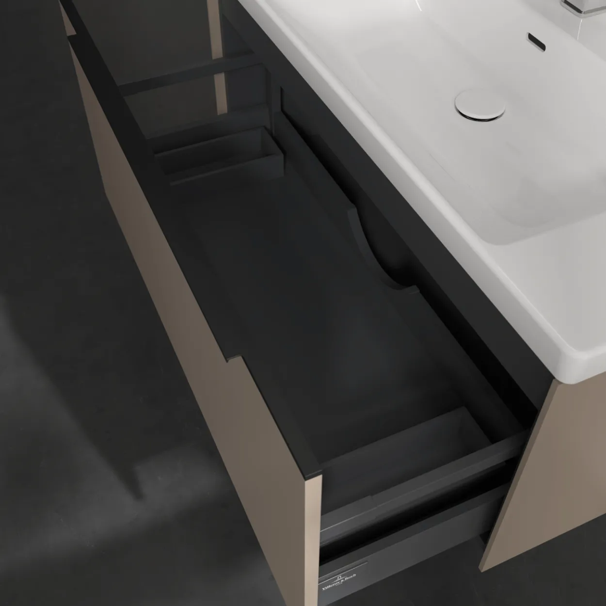 V&b subway 3.0 servantskap 97x42 taupe håndtak i volcano black
