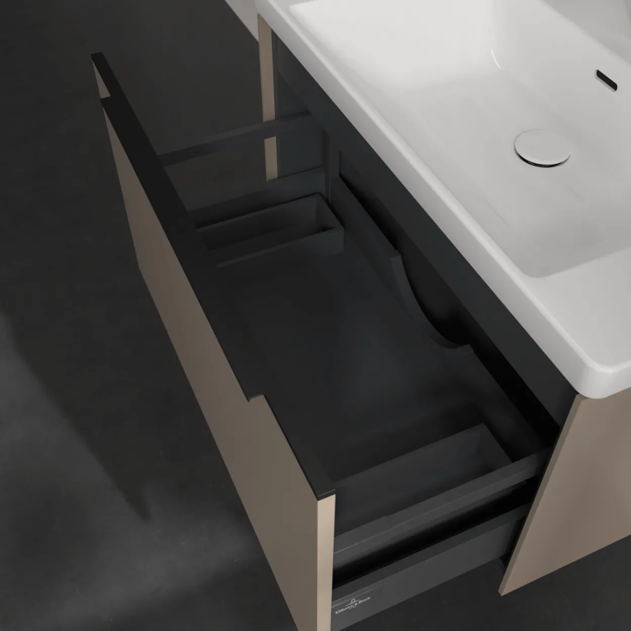 V&b subway 3.0 servantskap 77x42 taupe håndtak i volcano black