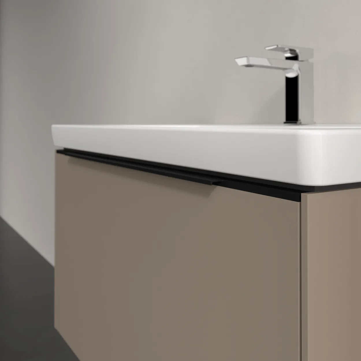 V&b subway 3.0 servantskap 77x42 taupe håndtak i volcano black