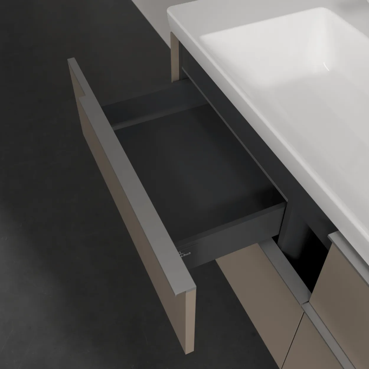 V&b subway 3.0 servantskap 127x57 taupe m/lys håndtak i krom