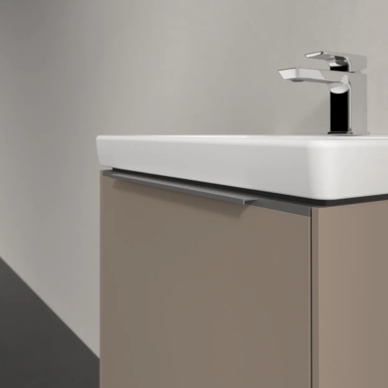 V&b subway 3.0 servantskap 47x42 taupe m/lys håndtak i krom