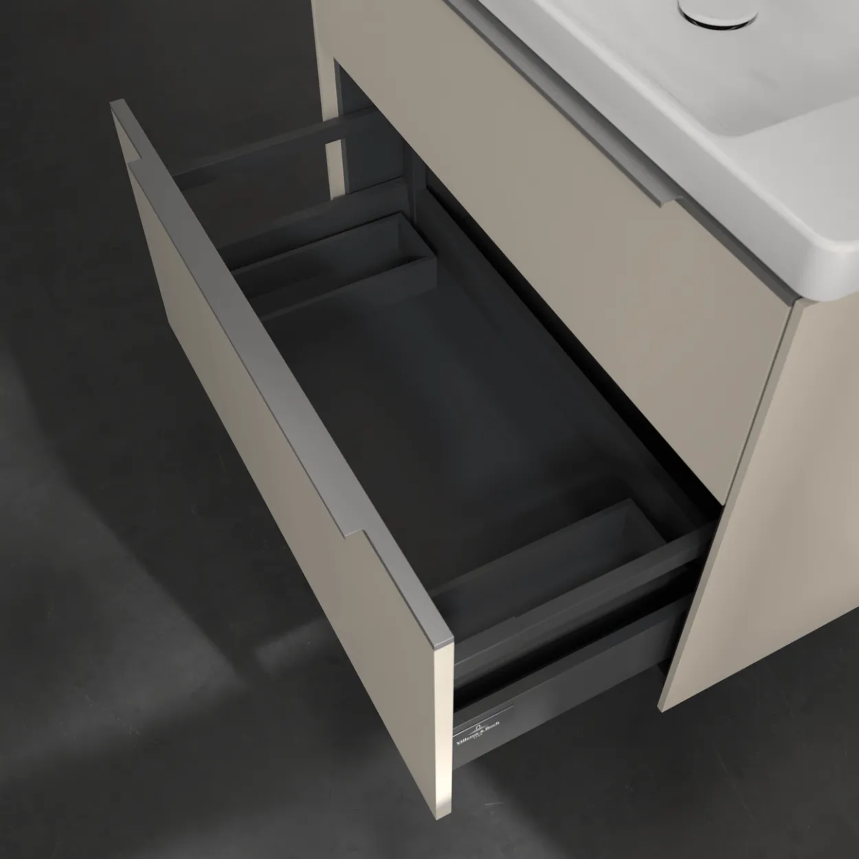 V&b subway 3.0 servantskap 77x57 taupe m/lys håndtak i krom