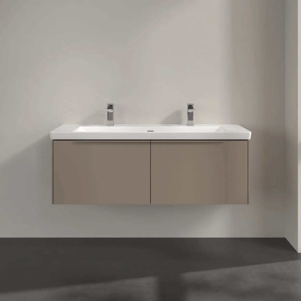 V&b subway 3.0 servantskap 127x42 taupe m/lys håndtak i møbelets farge