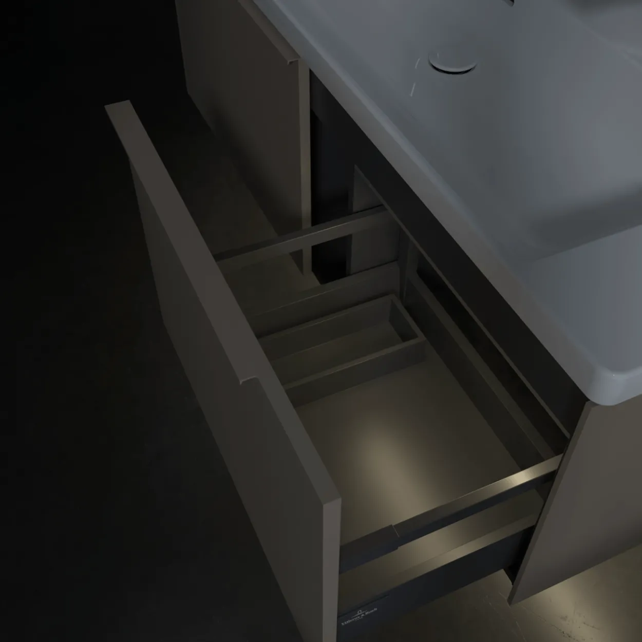 V&b subway 3.0 servantskap 127x42 taupe m/lys håndtak i møbelets farge