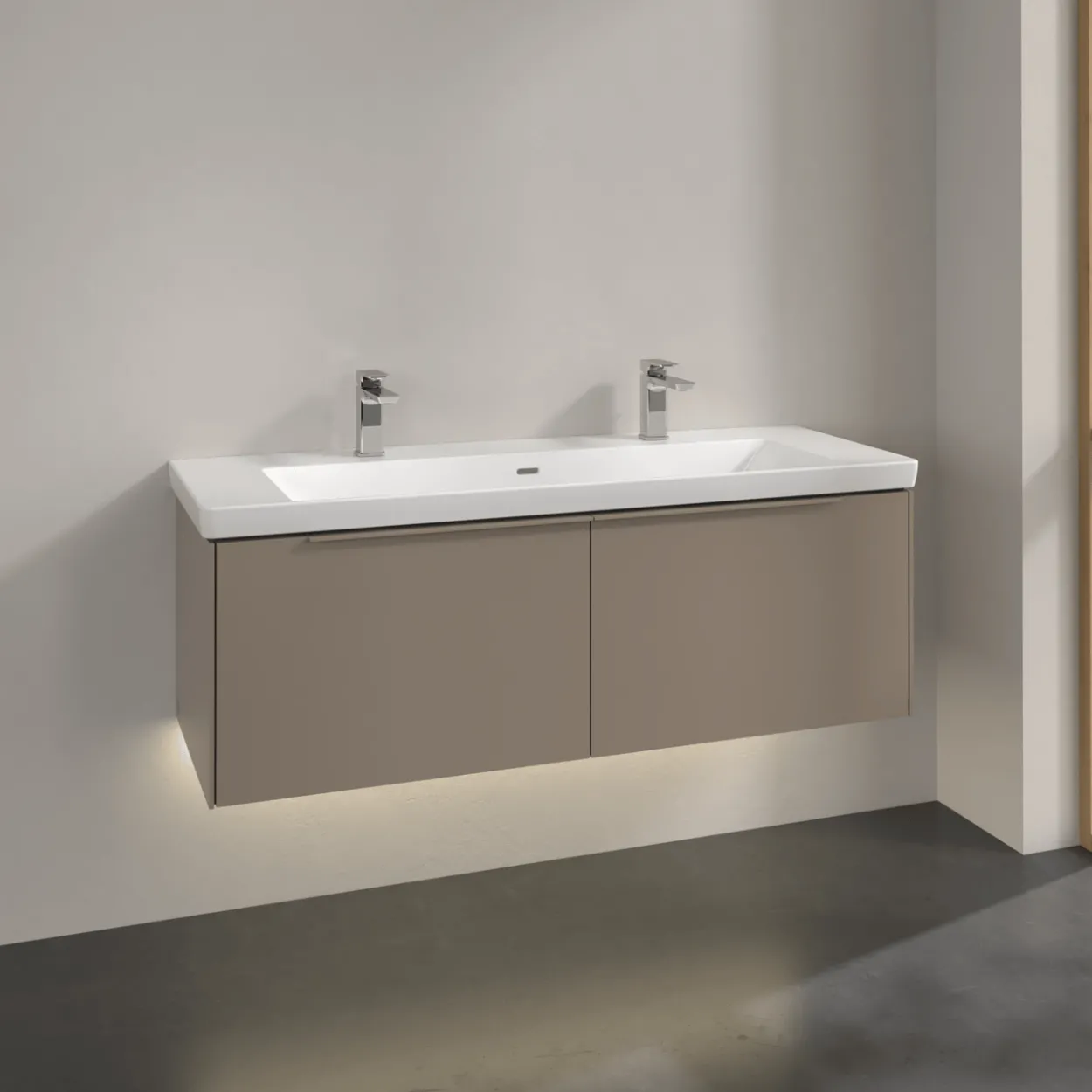 V&b subway 3.0 servantskap 127x42 taupe m/lys håndtak i møbelets farge