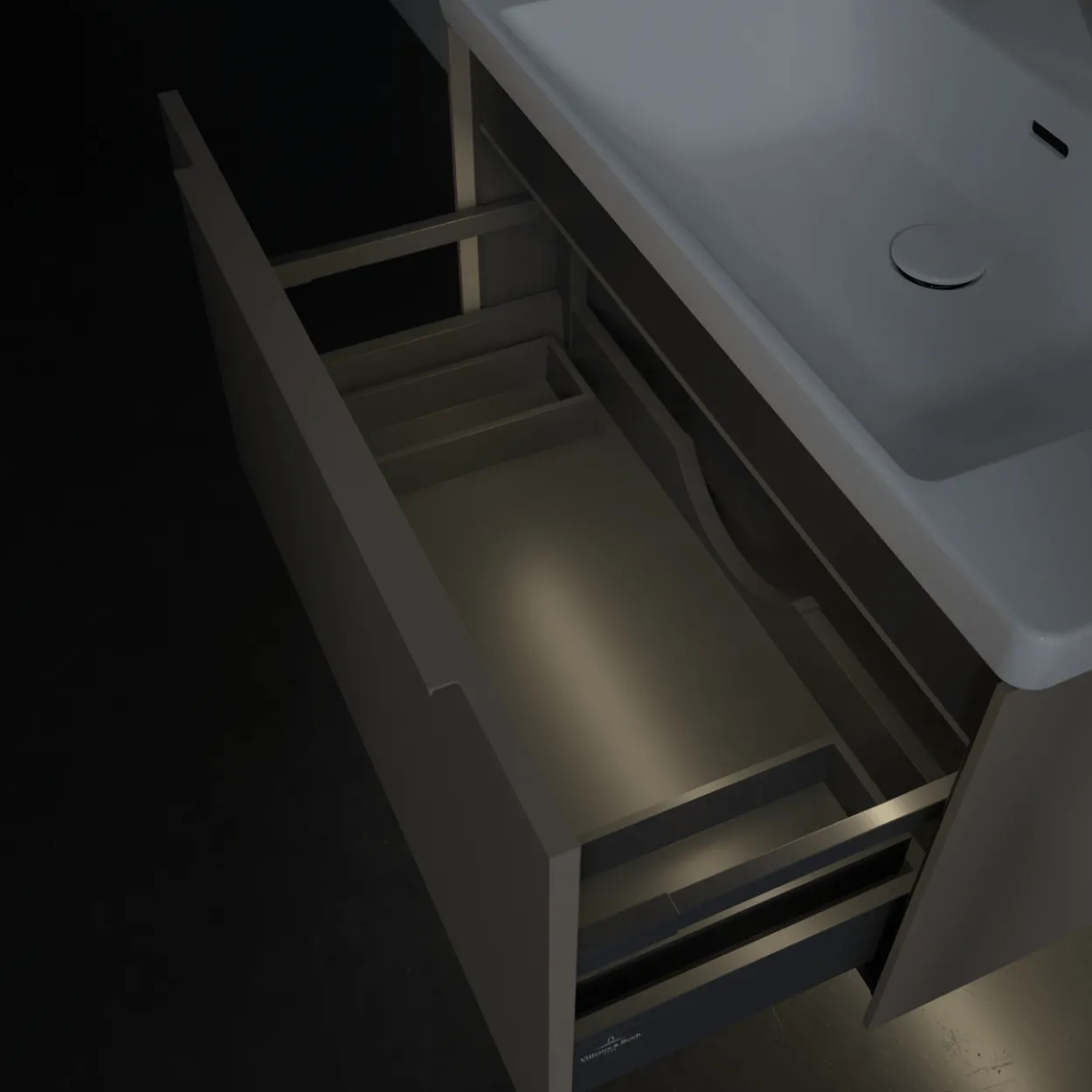V&b subway 3.0 servantskap 77x42 taupe m/lys håndtak i møbelets farge