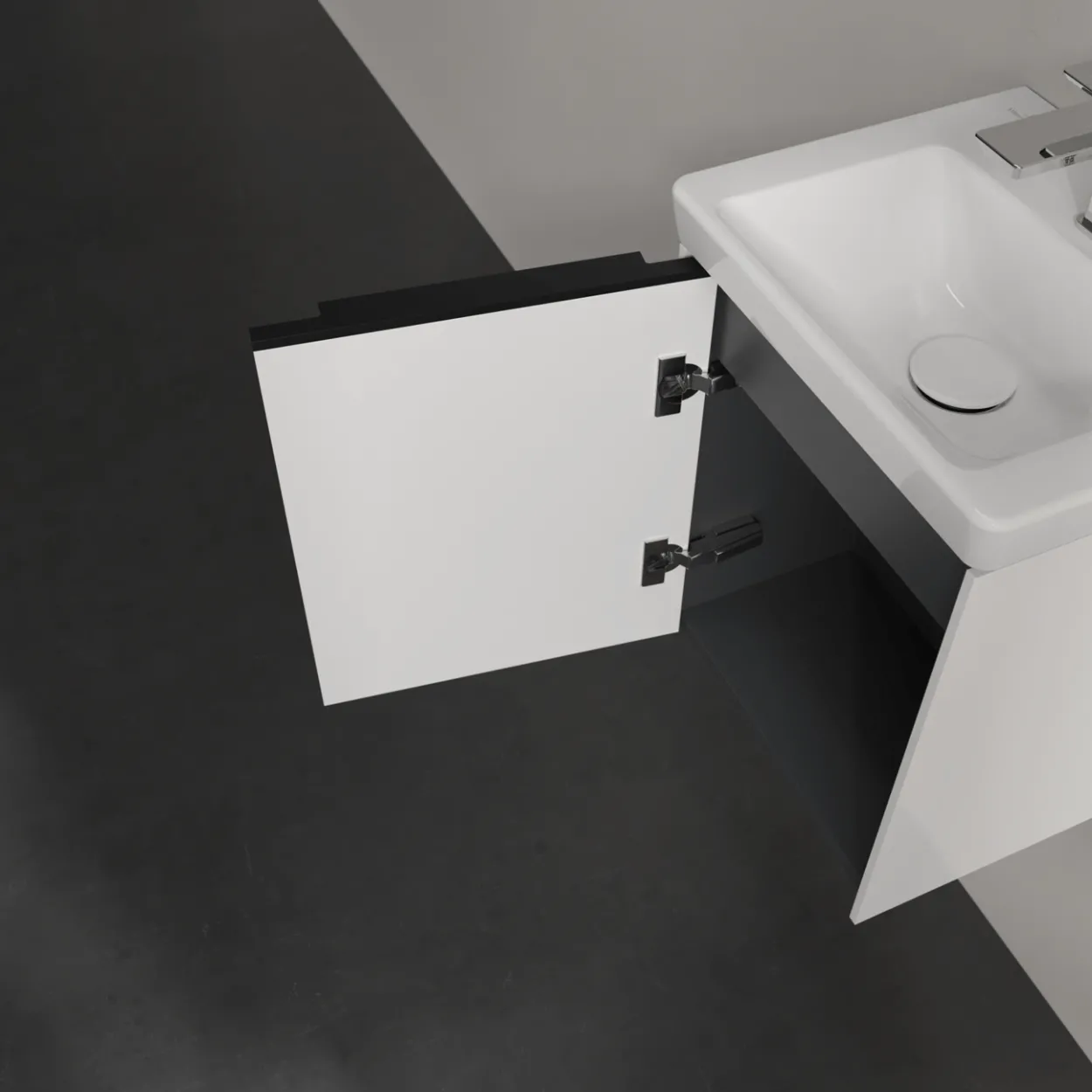 V&b subway 3.0 servantskap 35x42 venstre brilliant white håndtak i volcano black
