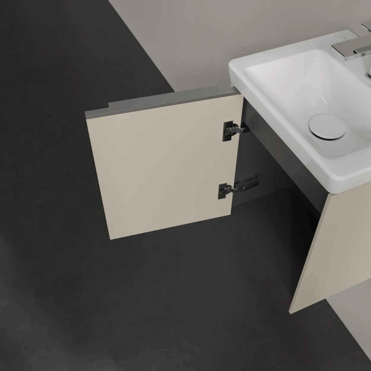 V&b subway 3.0 servantskap 35x42 venstre cashmere grey håndtak i krom