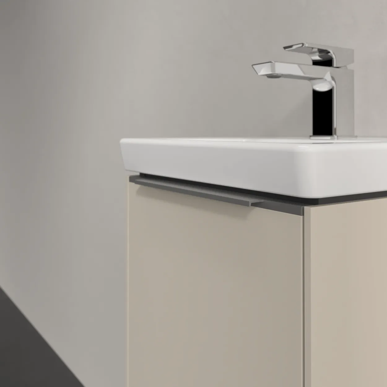V&b subway 3.0 servantskap 35x42 venstre cashmere grey håndtak i krom