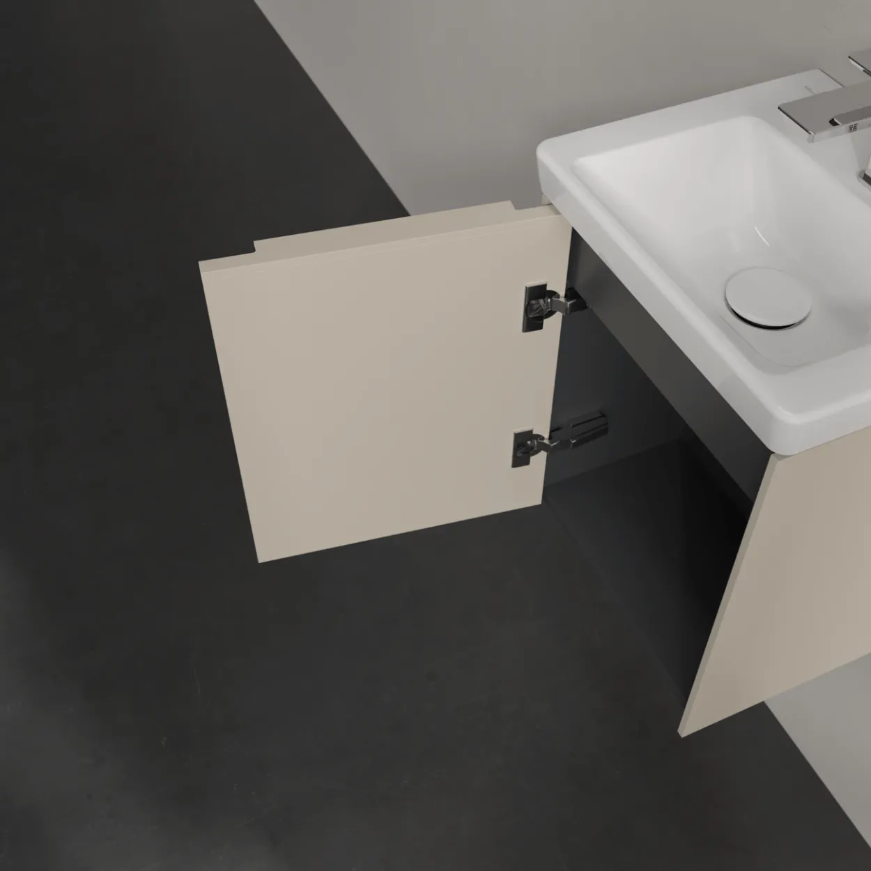 V&b subway 3.0 servantskap 35x42 venstre cashmere grey håndtak i møbelets farge